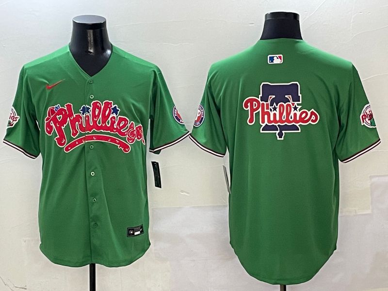Men Philadelphia Phillies Blank Green Four generations joint name 2025 Nike MLB Jersey style 4